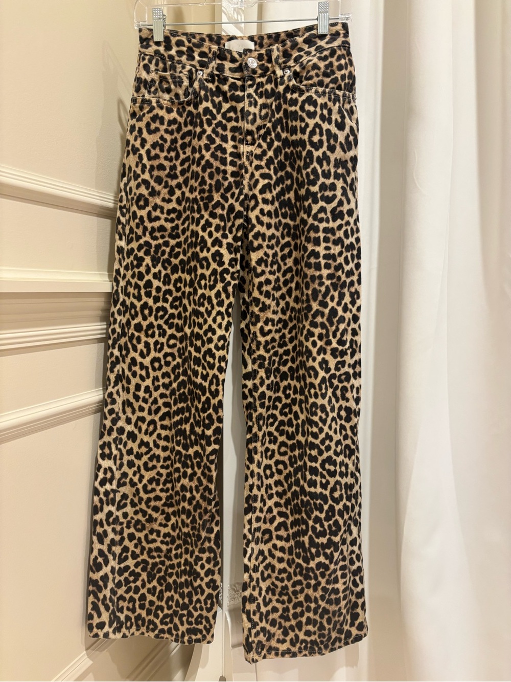 H&M Leopard Cheetah Print Wide Leg Jeans Pants - Tan & Black 4